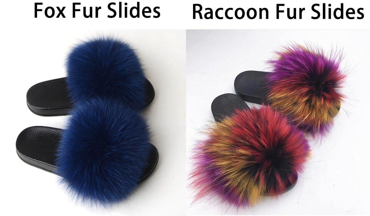 fox fur slides and raccoon fur slides