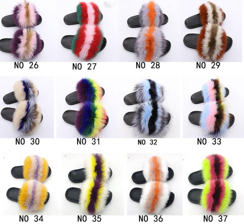 fox fur slides in five colors