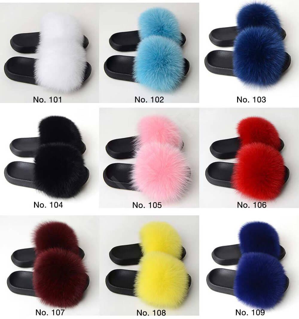 fox fur slides in solid colors-1
