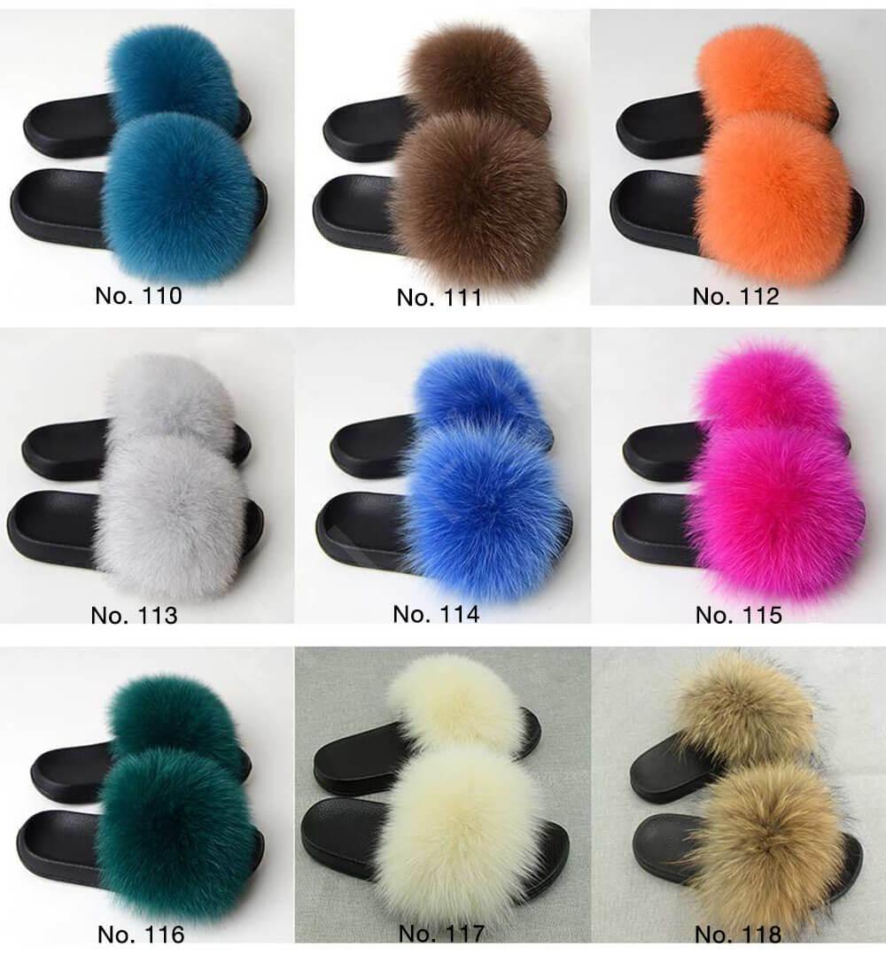 fox fur slides in solid colors-2