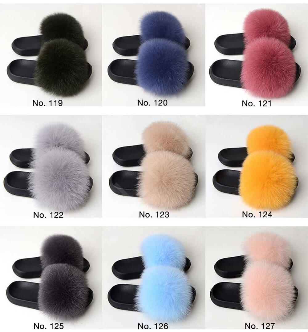 fox fur slides in solid colors-3