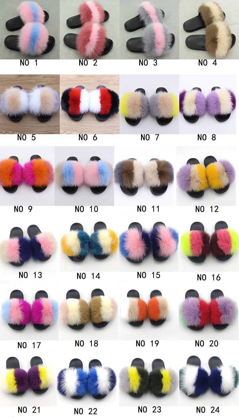 fox fur slides in three colors