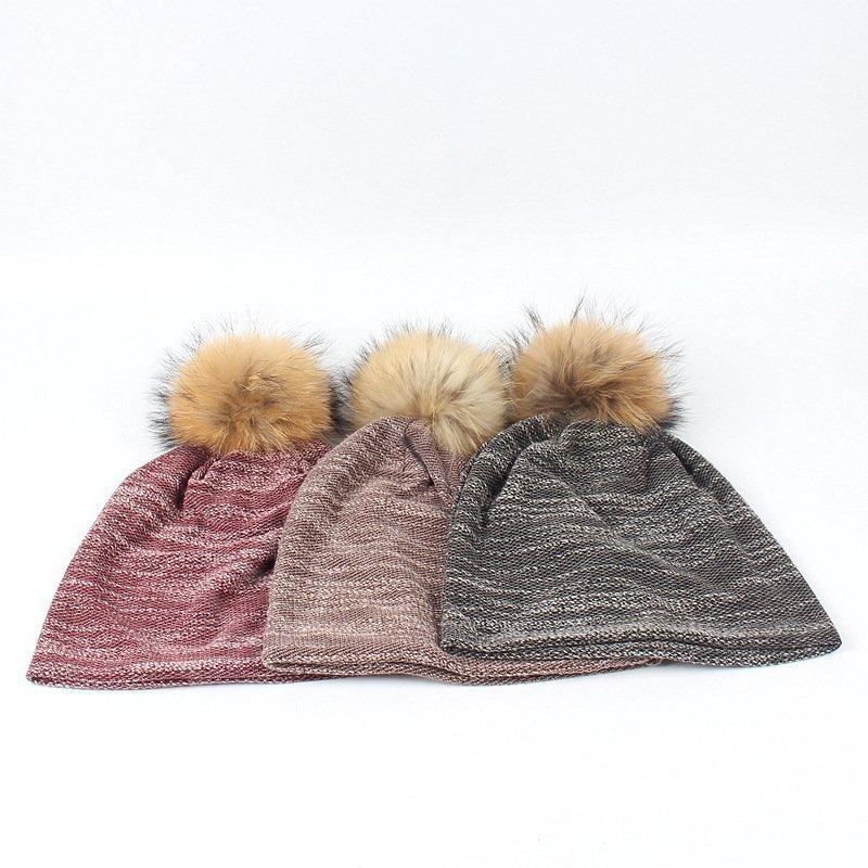 HL9C031-Wholesale Knit Hat With Fur pompom Wholesale Knit Hat With Fur pompom