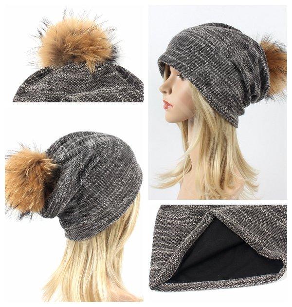 HL9C031 Wholesale Knit Hat With Fur pompom Wholesale Knit Hat With Fur pompom