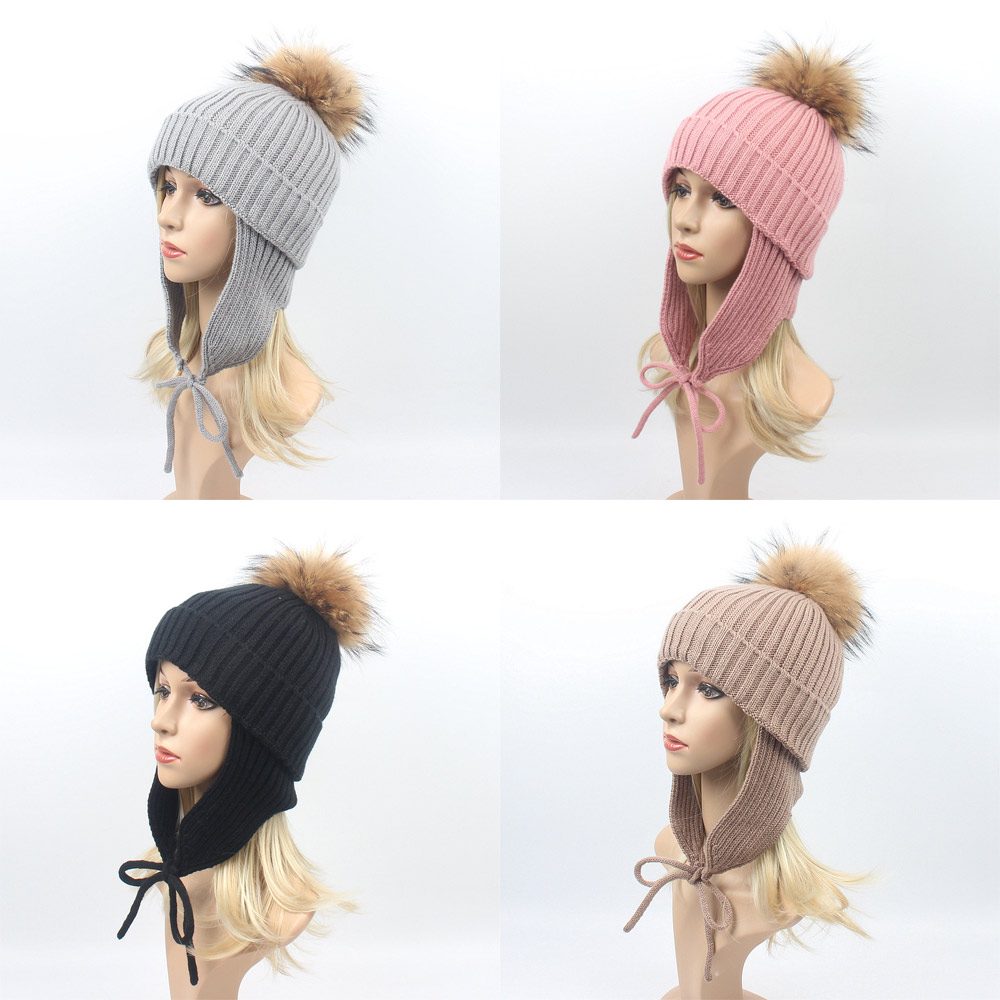 Wholesale Knitting Hat With Fur pompom