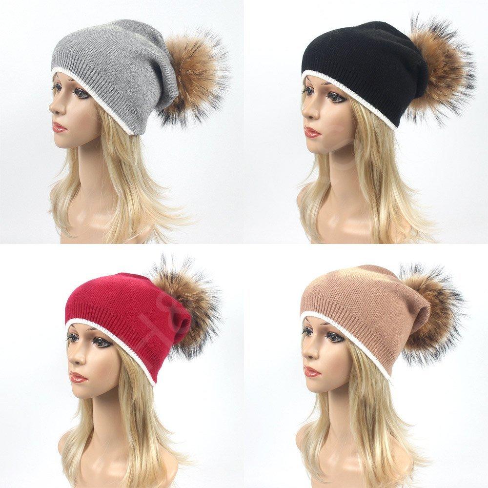 Wholesale Knitting Hat With Fur pompom Knitting Hat With Fur pompom