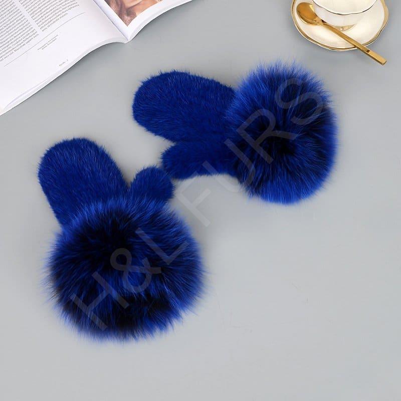 Mink Fur Gloves Fox Fur Cuff Mitten HL8S002 (15) Mink Fur Gloves Fox Fur Cuff Mitten