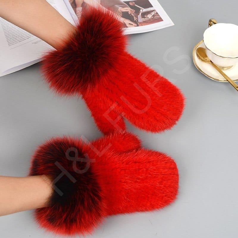 Mink Fur Gloves Fox Fur Cuff Mitten HL8S002 (17) Mink Fur Gloves Fox Fur Cuff Mitten