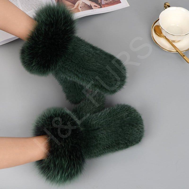 Mink Fur Gloves Fox Fur Cuff Mitten HL8S002 (19) Mink Fur Gloves Fox Fur Cuff Mitten