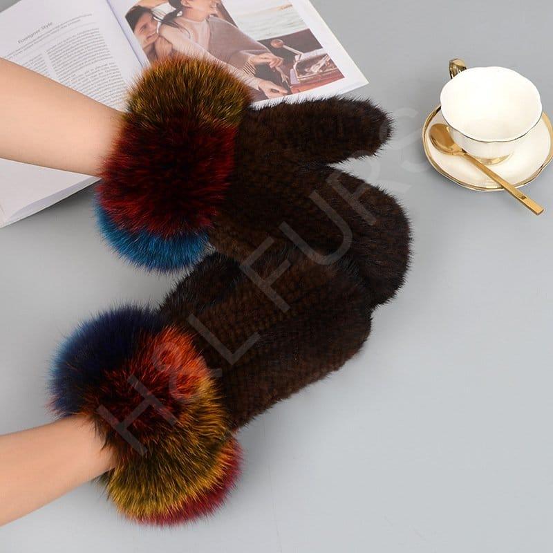 Mink Fur Gloves Fox Fur Cuff Mitten Mink Fur Gloves Fox Fur Cuff Mitten