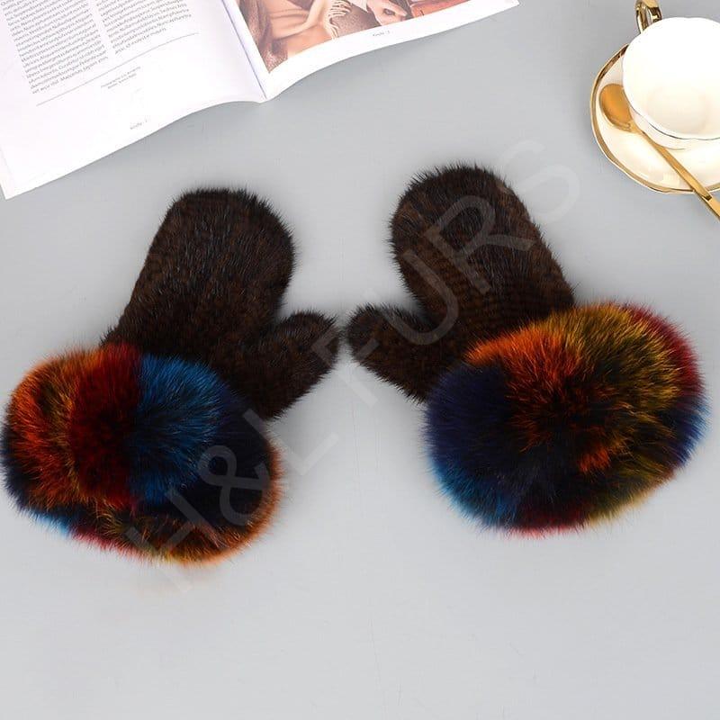 Mink Gloves Fox Cuff Mitten HL8S002 (8) Mink Gloves Fox Cuff