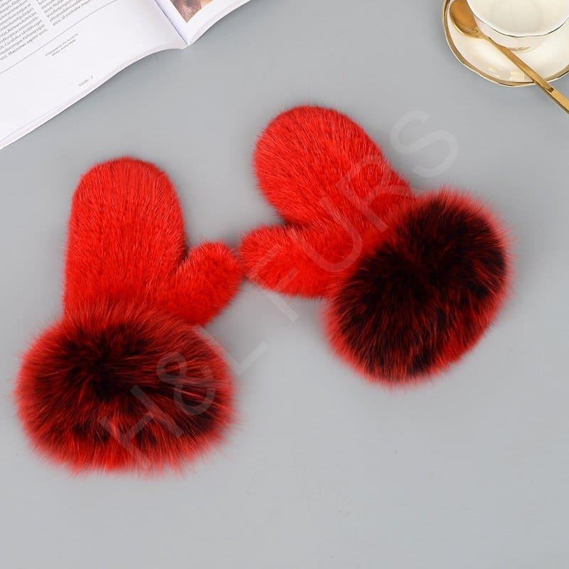Mink Fur Gloves Fox Fur Cuff MittenHL8S002 (9) Mink Gloves Fox Cuff