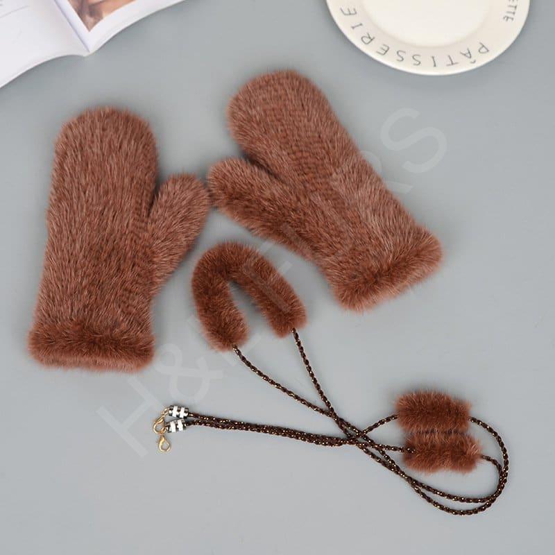 Knit Mink Glove HL8S003 (10) Knit Mink Glove