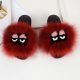 Monster face real fox fur slides wholesale