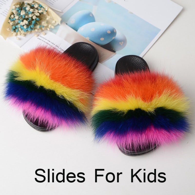 Furry Fur Slide for Kids Real Fox Fur 