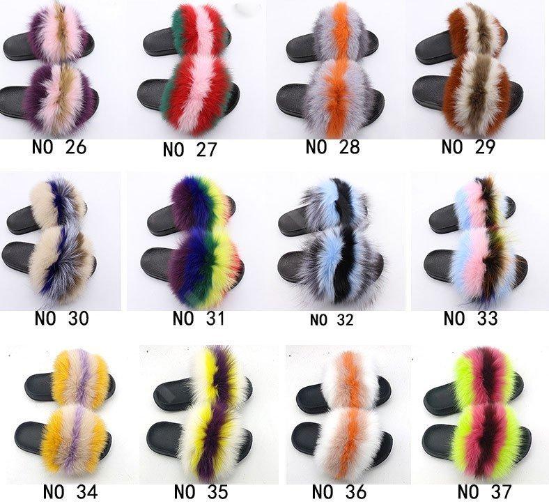 fox fur slides in five colors