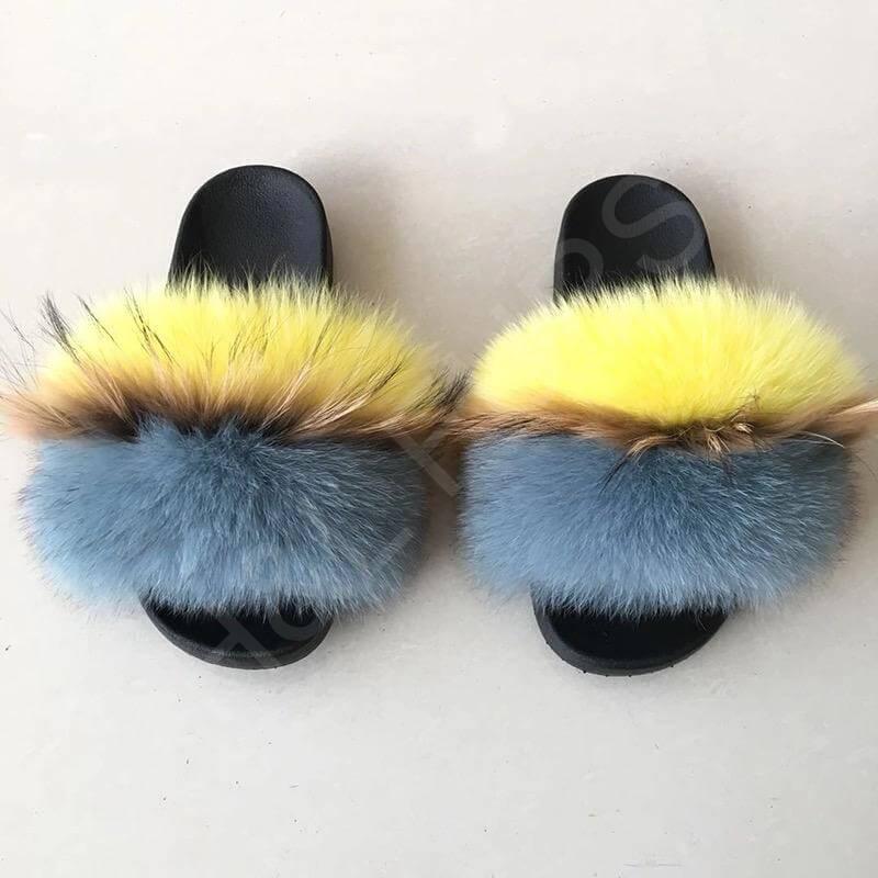 fur slides in multi colors