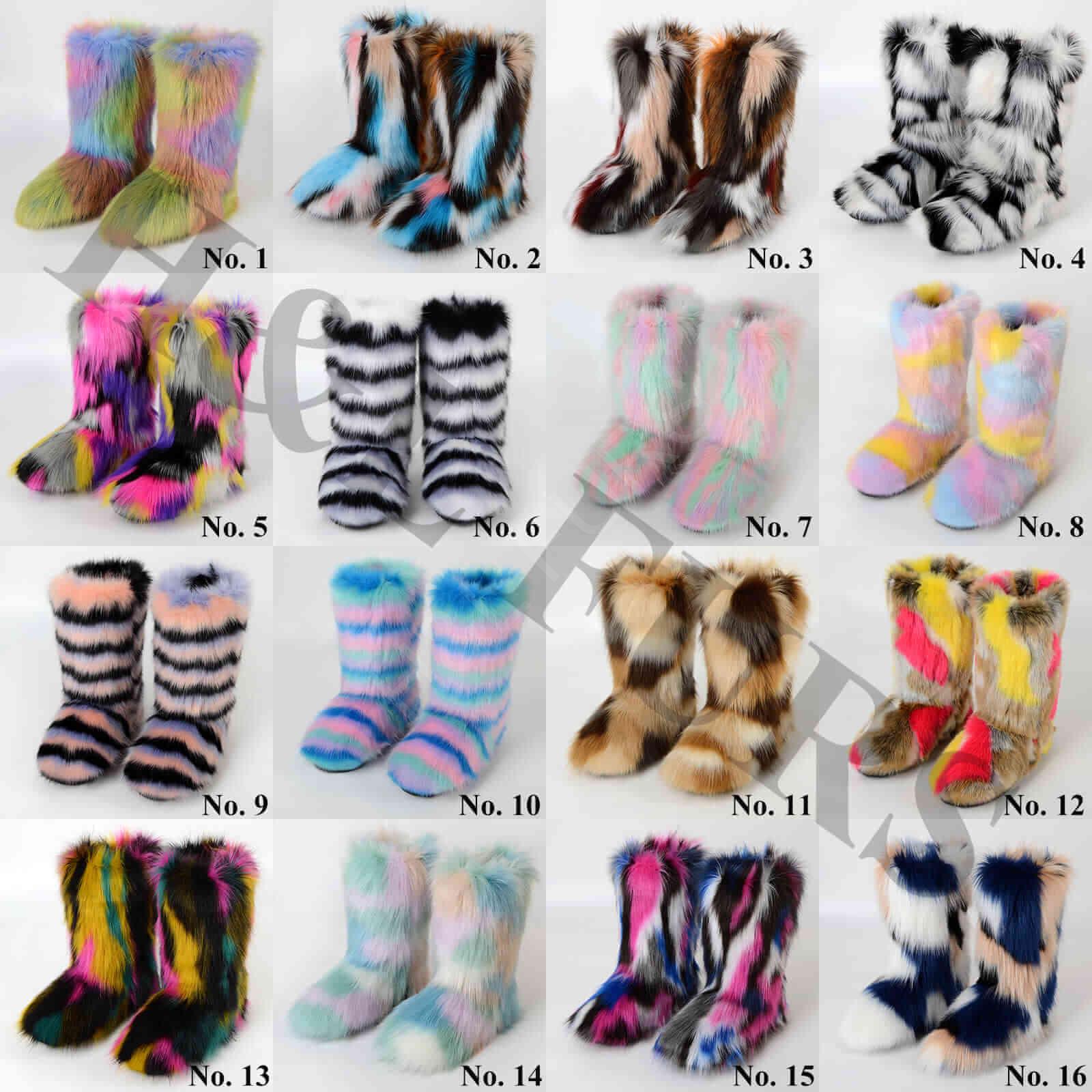 all colors of fur boots