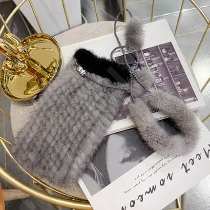 HL20HB013-B-mink knitted cellular phone bag