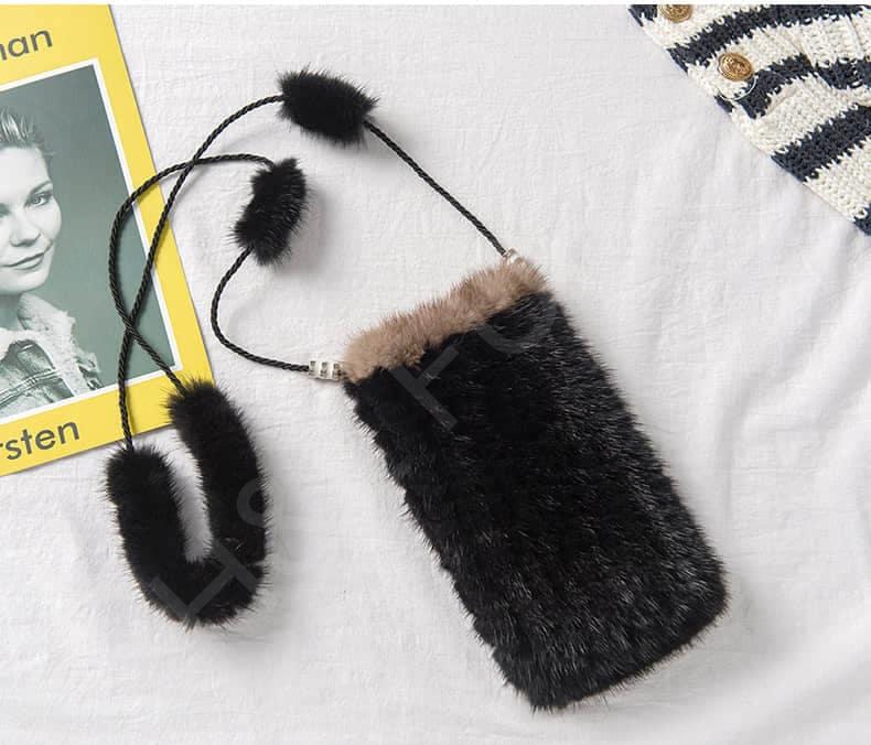 HL20HB013-C mink knitted cellular phone bag