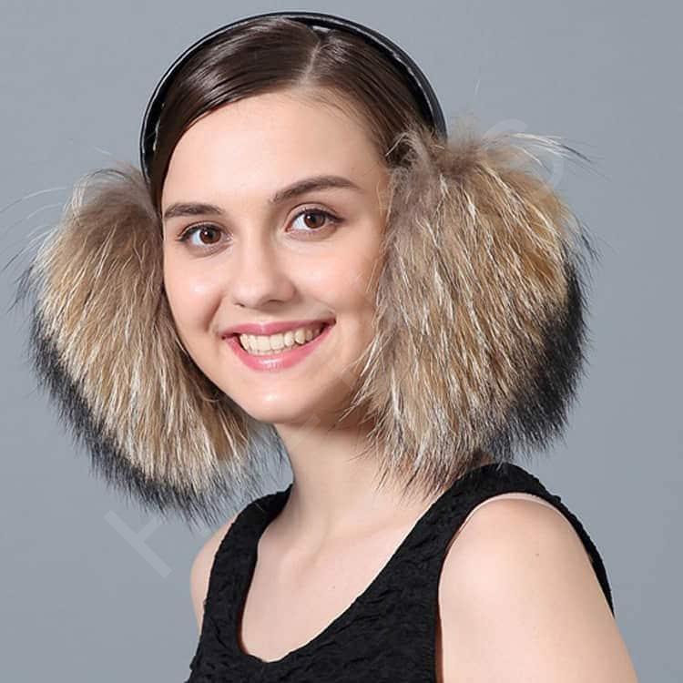 HL7E008-Raccoon Fur Earmuffs