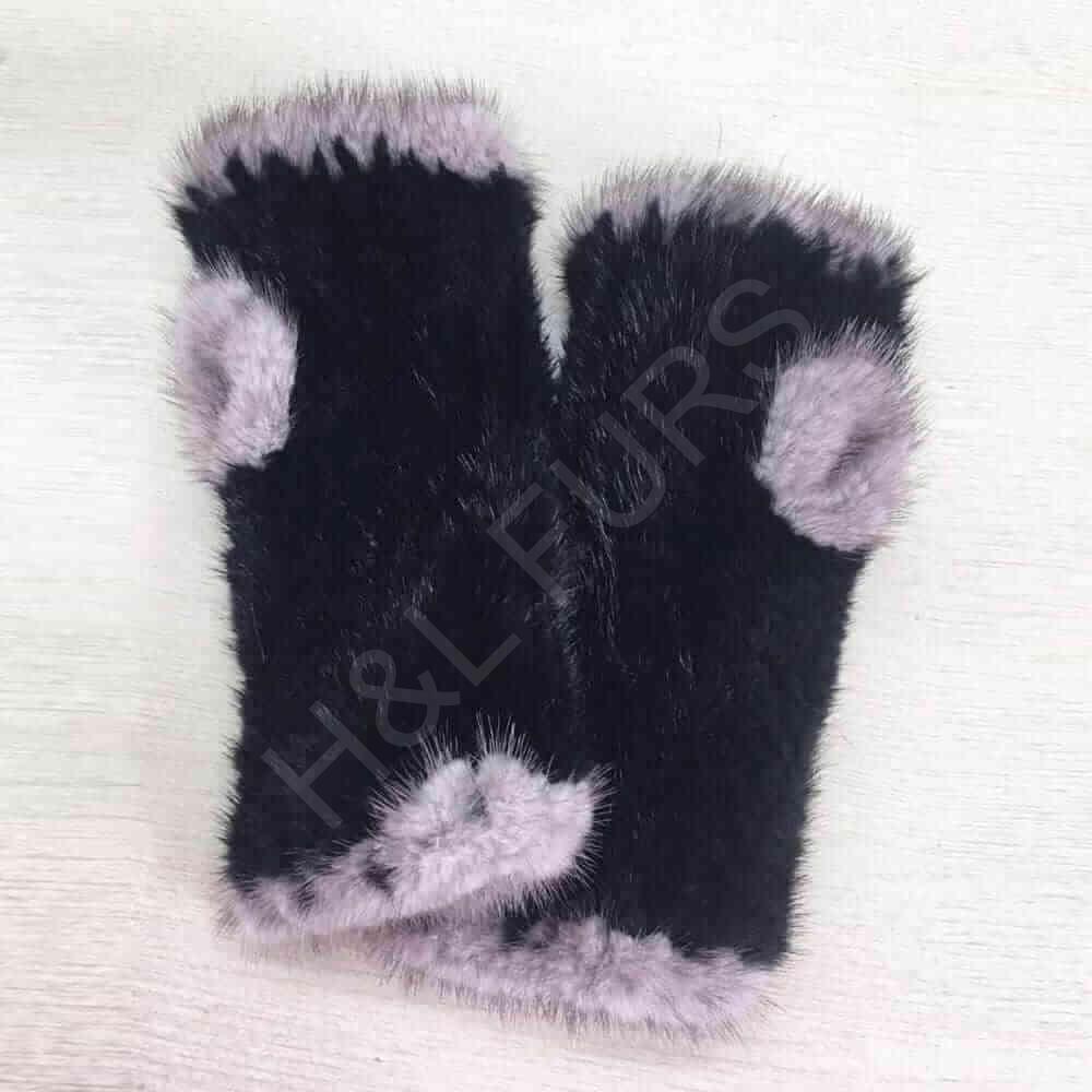 HL9S007 Colorful Knitted Mink fur Glove-1
