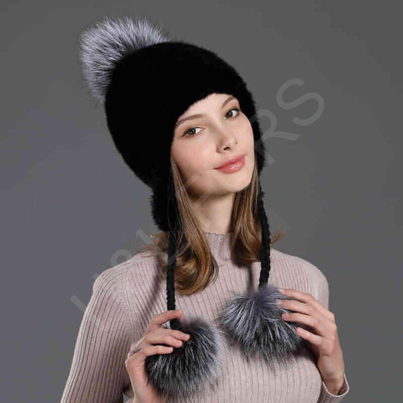 HL20C018 Natural Mink Fur Hat Ladies-3