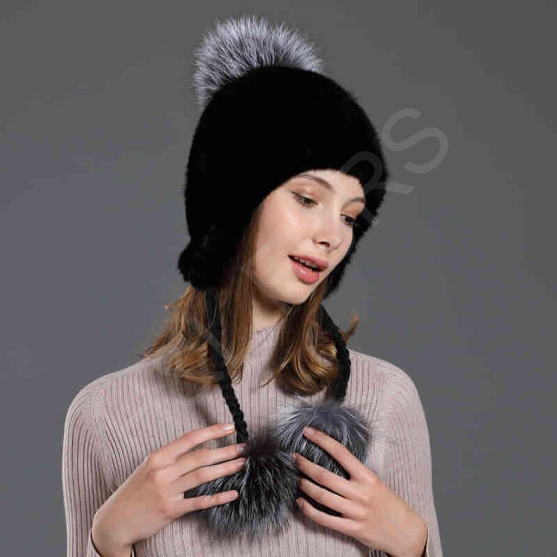 HL20C018 Natural Mink Fur Hat Ladies-4