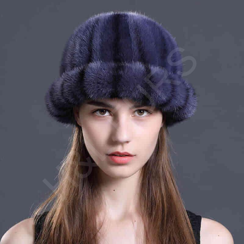 HL8C020 Mink Cap With Lining For Wholesale-5