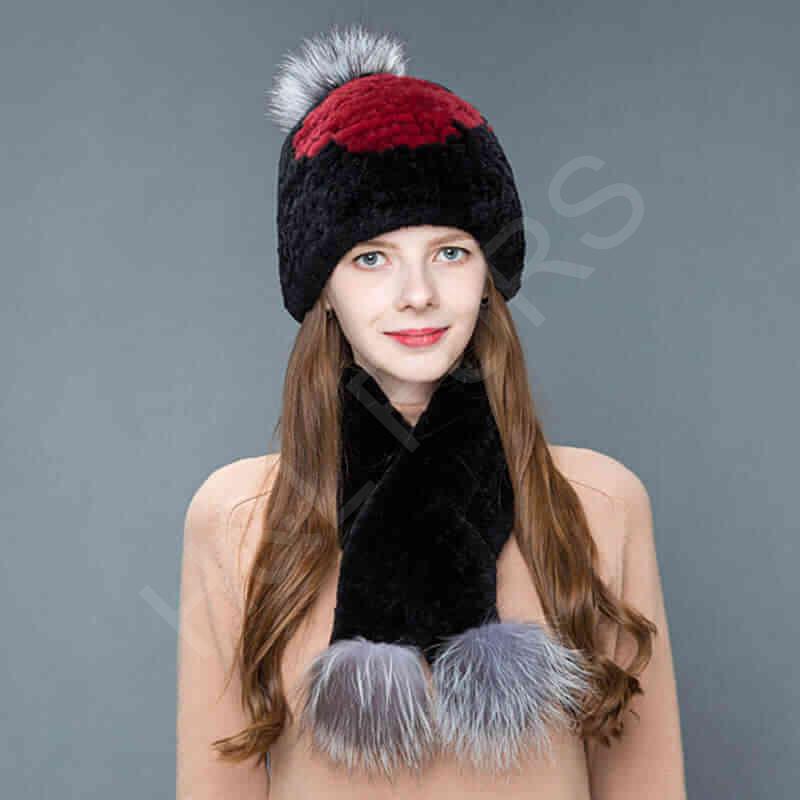 HL8W019 Rex Rabbit Fur Scarf-1