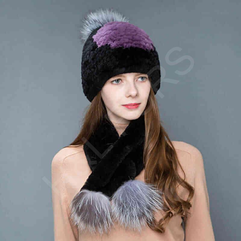 HL8W019 Rex Rabbit Fur Scarf-2