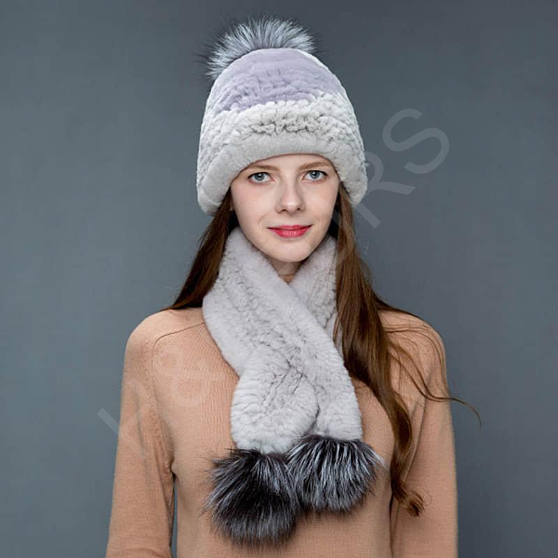 HL8W019 Rex Rabbit Fur Scarf-5