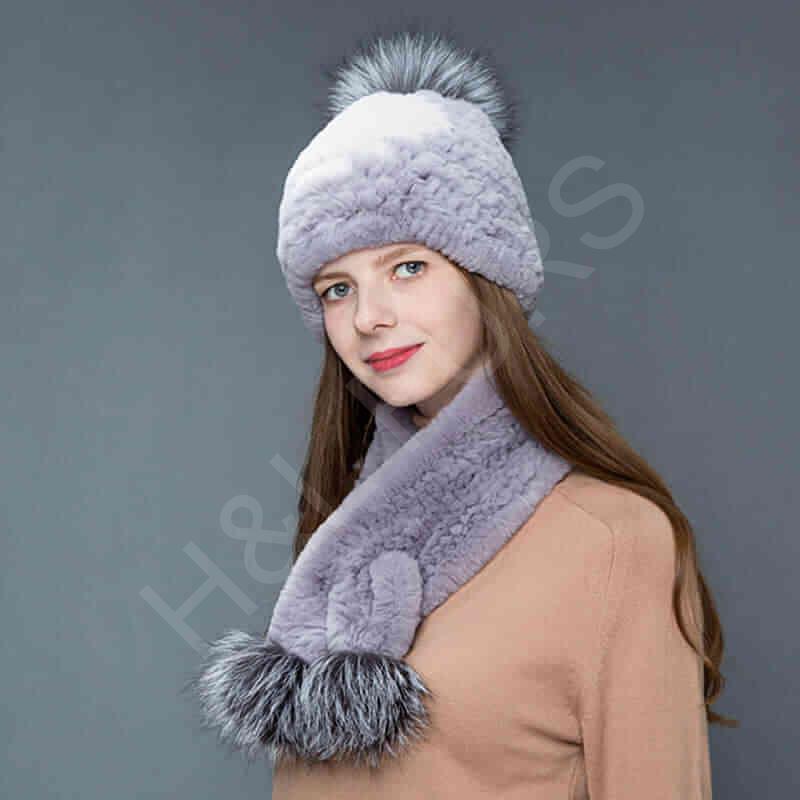 HL8W019 Rex Rabbit Fur Scarf-7