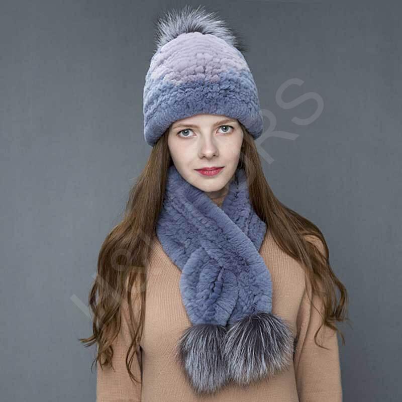 HL8W019 Rex Rabbit Fur Scarf-9