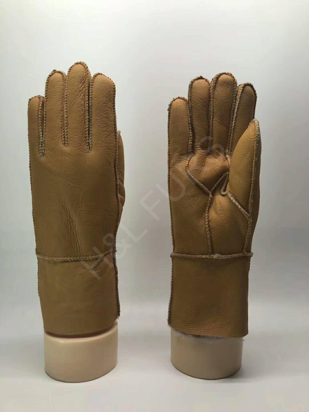 HL9S003 Sheard Lamb Wool Fur Scrap Work Gloves-2