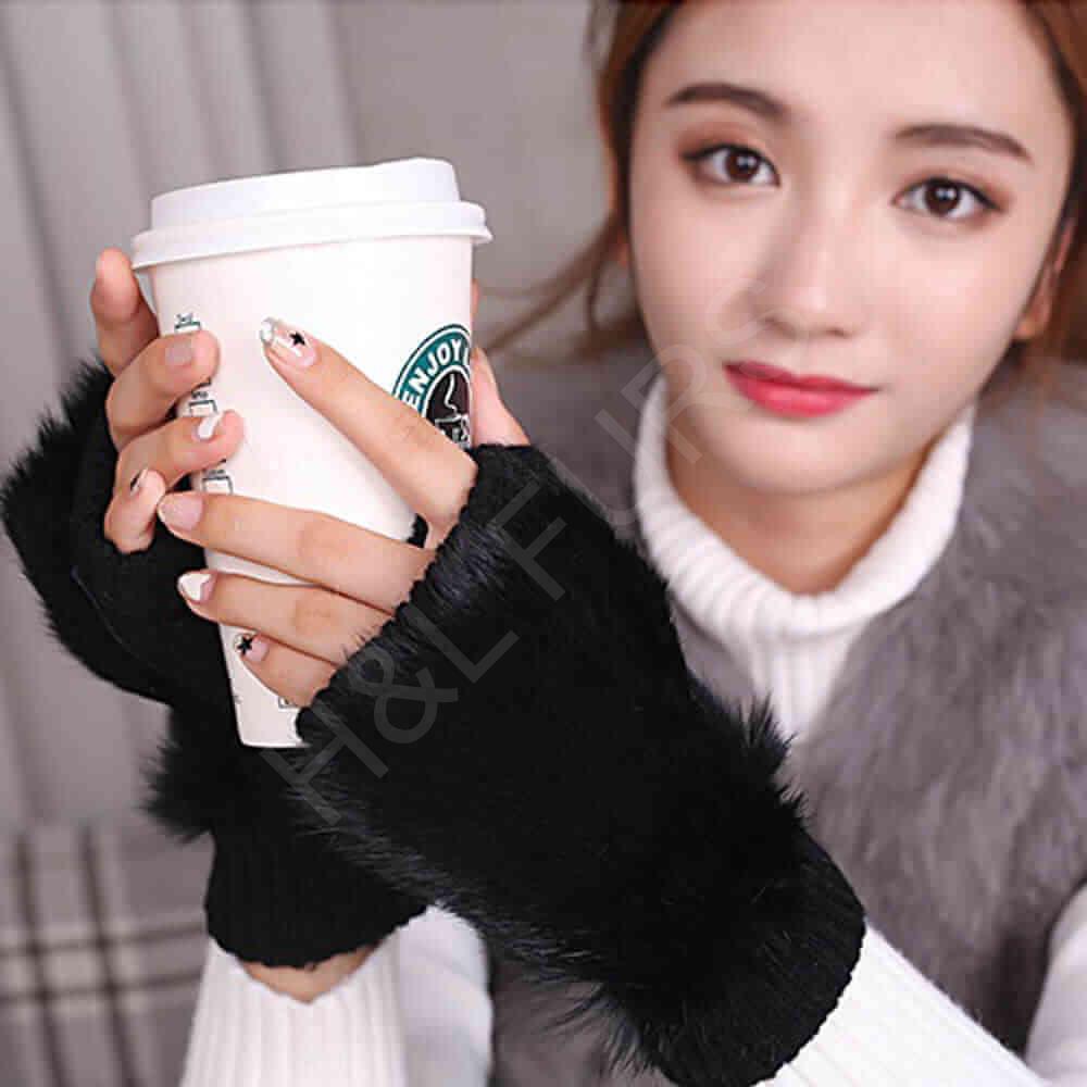 HL9S005 Acrylic Women Winter Knitting Half Finger Gloves-1