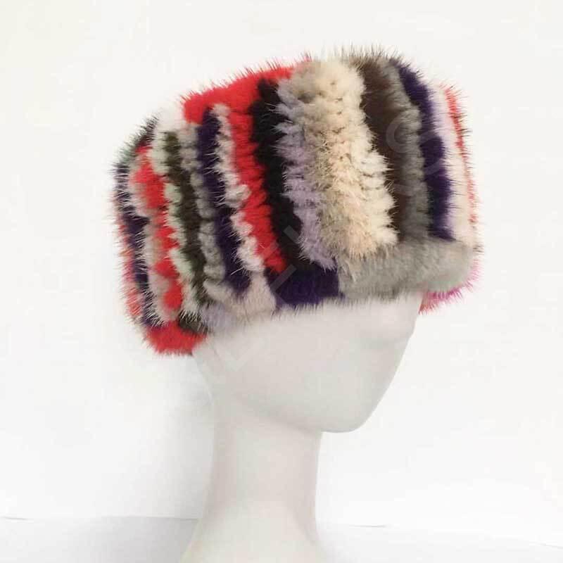 HL9T004 Mink Fur Knit Headband-1