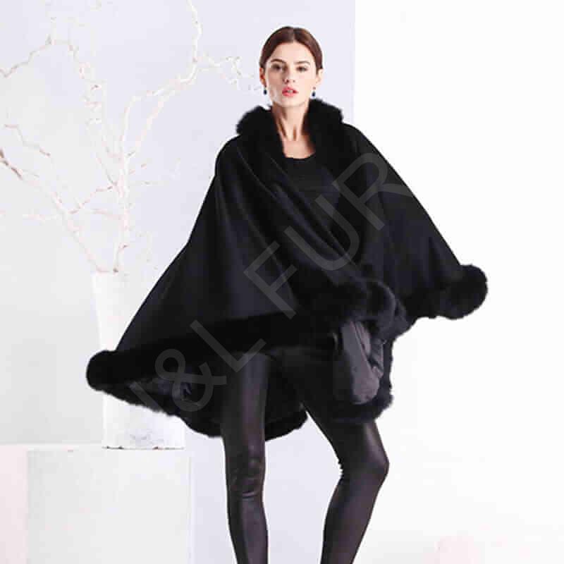 Real Cashmere Fox Fur Poncho HL20W067-1 Real Cashmere Fox Fur Poncho HL20W067-1