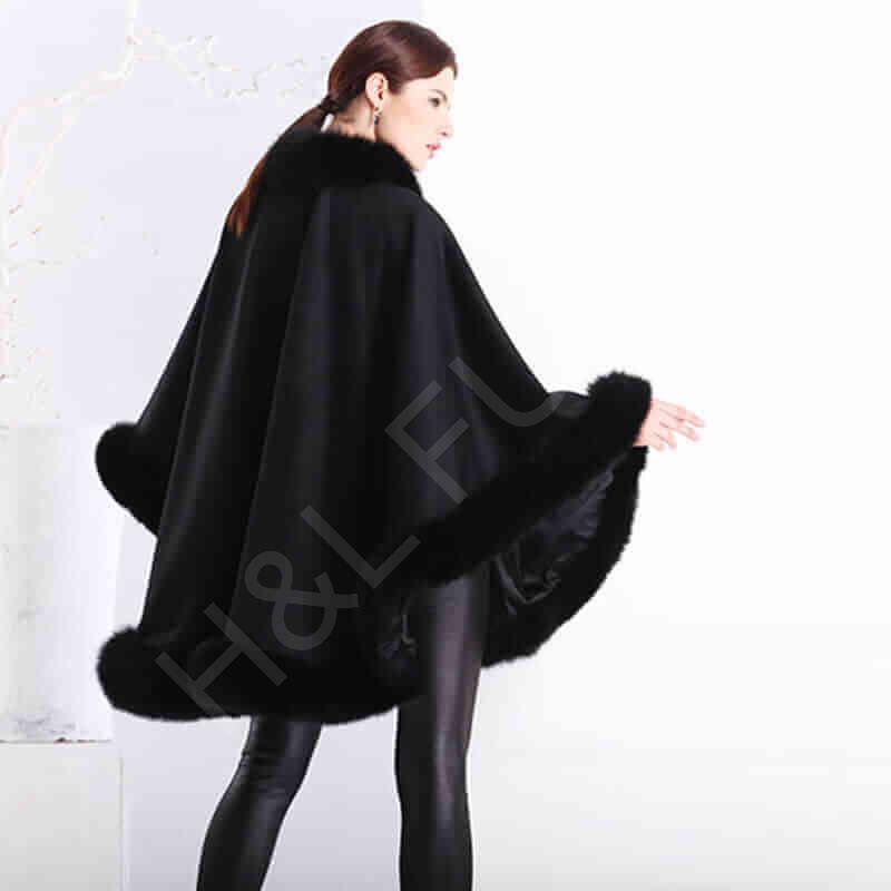 Real Cashmere Fox Fur Poncho HL20W067-2 Real Cashmere Fox Fur Poncho HL20W067-2