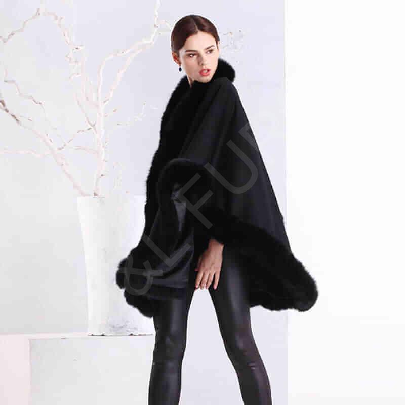 Real Cashmere Fox Fur Poncho HL20W067-6 Real Cashmere Fox Fur Poncho HL20W067-6