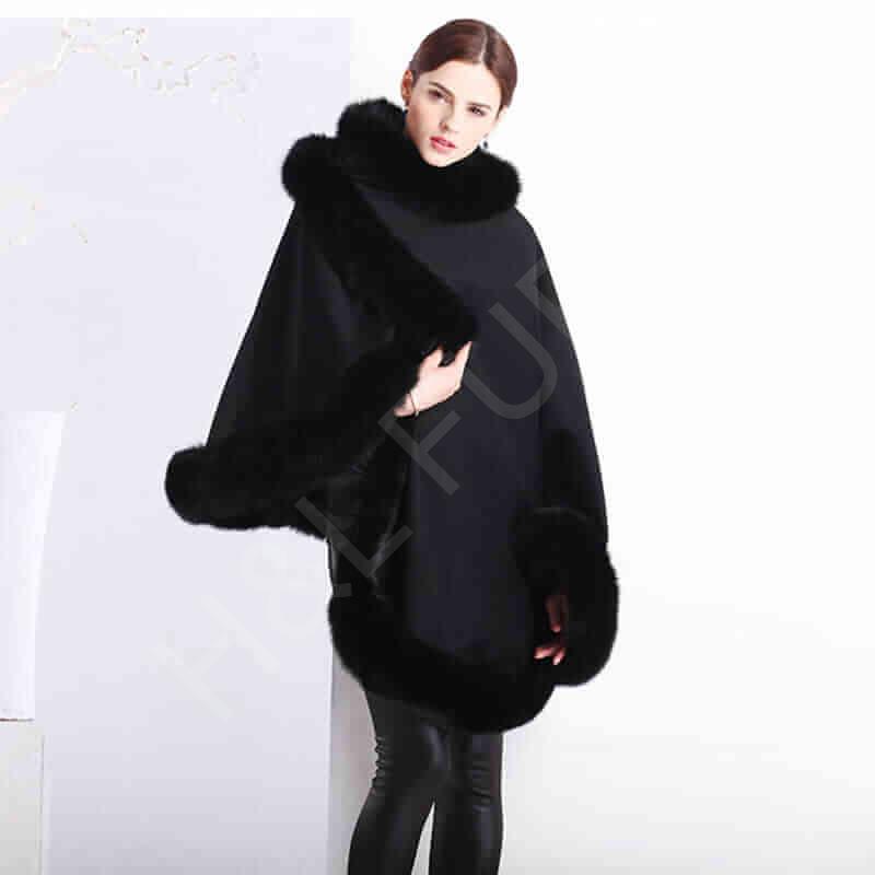 Real Cashmere Fox Fur Poncho HL20W067-7 Real Cashmere Fox Fur Poncho HL20W067-7