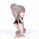 Real Mink Fur Knitted Hat with Three Fox Pompom Wholesale HL20C009-A