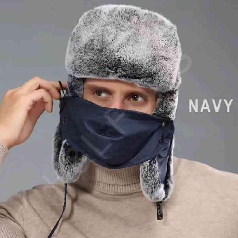 Real Rex Rabbit Fur Ushanka Hat HL20C030-B