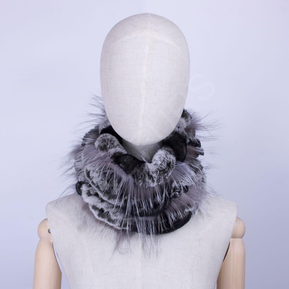 Rex rabbit fur scarf womens fox trim HL20W001-A- Rex rabbit fur scarf womens fox trim HL20W001-A-