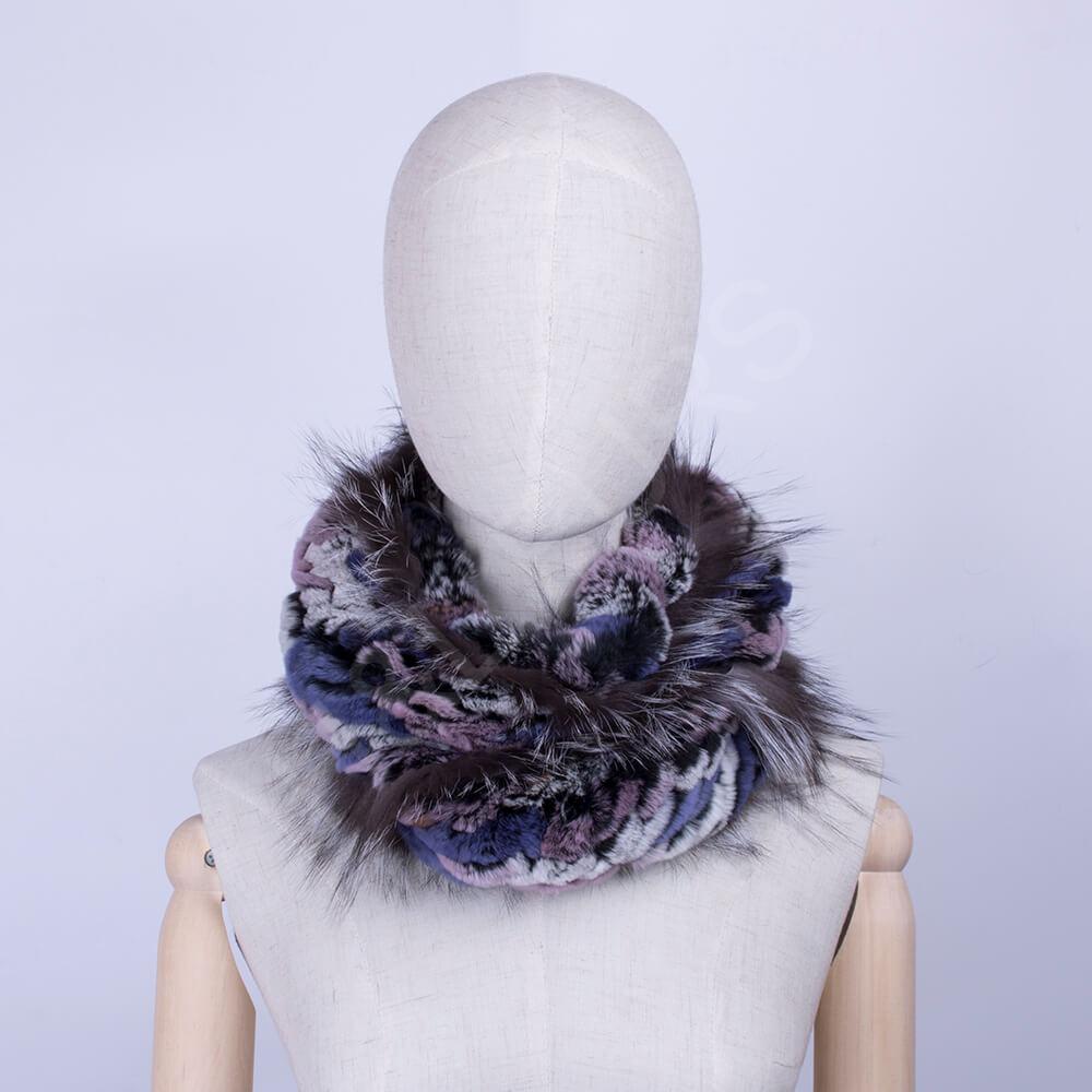 Rex rabbit fur scarf womens fox trim HL20W001-C-