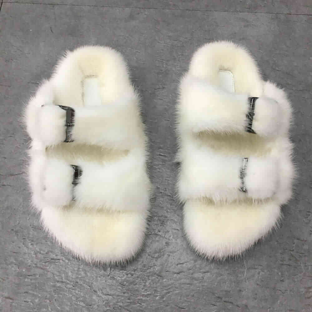 Silver Mink Fur Slippers. made of 100% Real Fur.