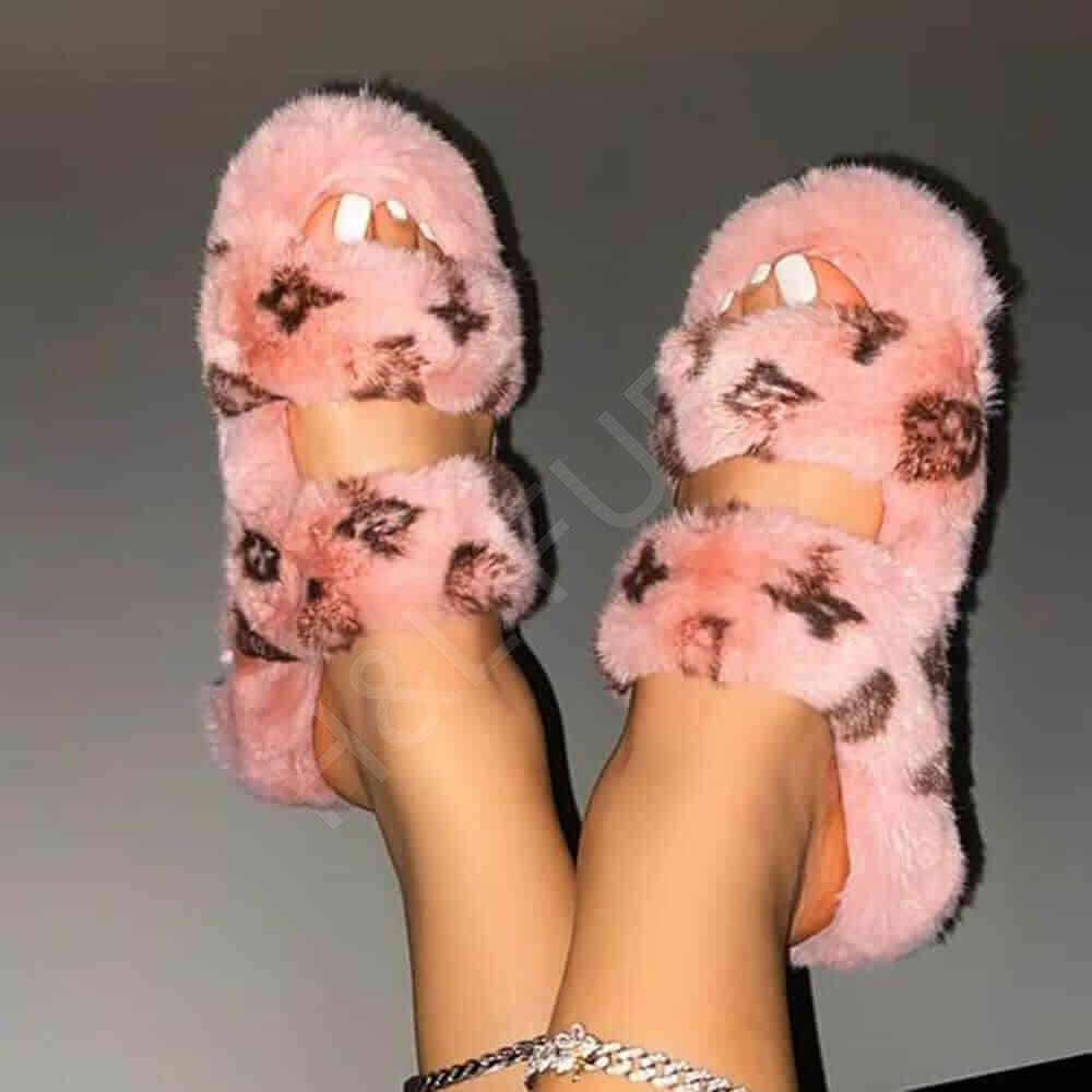 HL20FX032 Faux Fur Slippers Designer Fur Slides-2