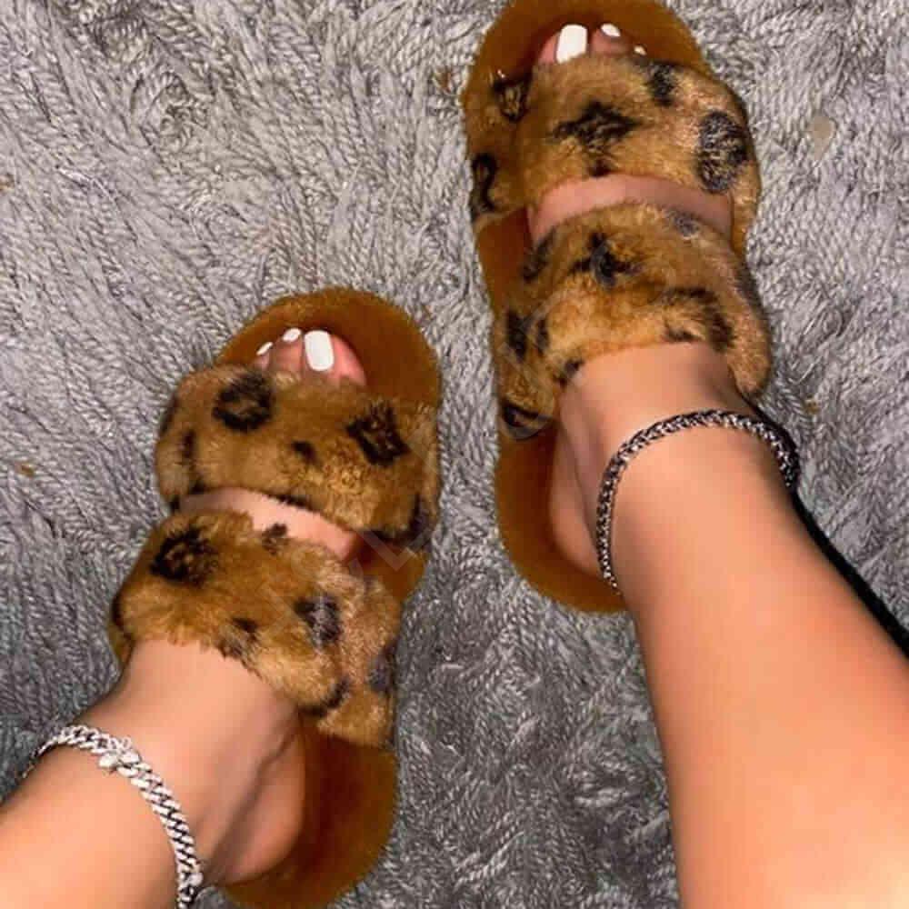 HL20FX032 Faux Fur Slippers Designer Fur Slides-3