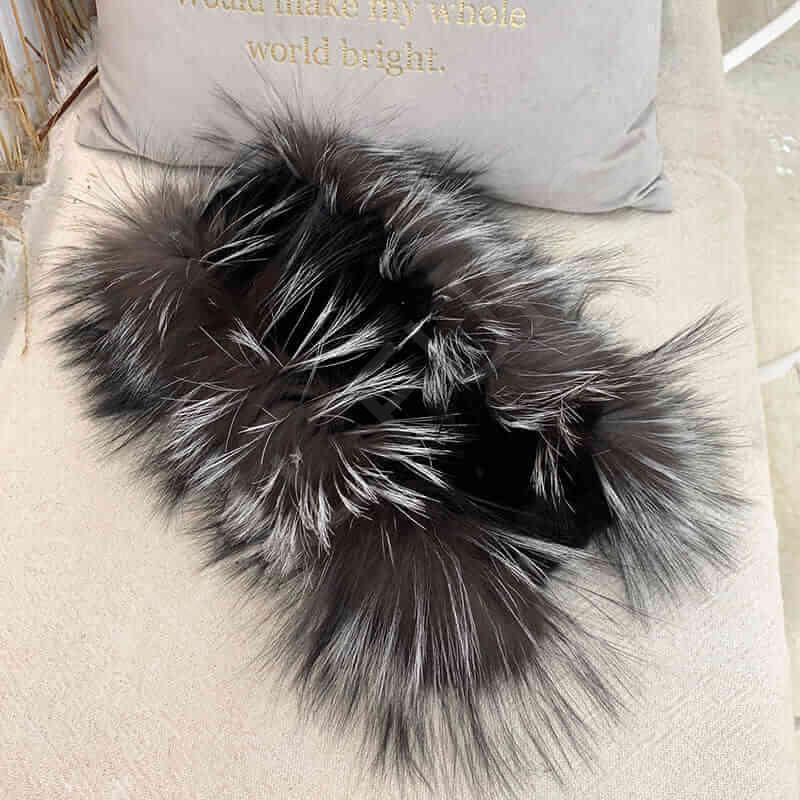 HL20W050 Rex Rabbit Fur Scarf with Double Fox Strip Wholesale-1